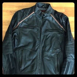 Men’s Leather Motorcycle Bomber Jacket (M)